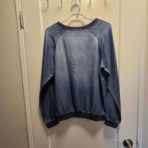 LIFE IN PROGRESS Women's Denim Chambray Long Sleeves Top - Blue - Size M… - Picture 2 of 12